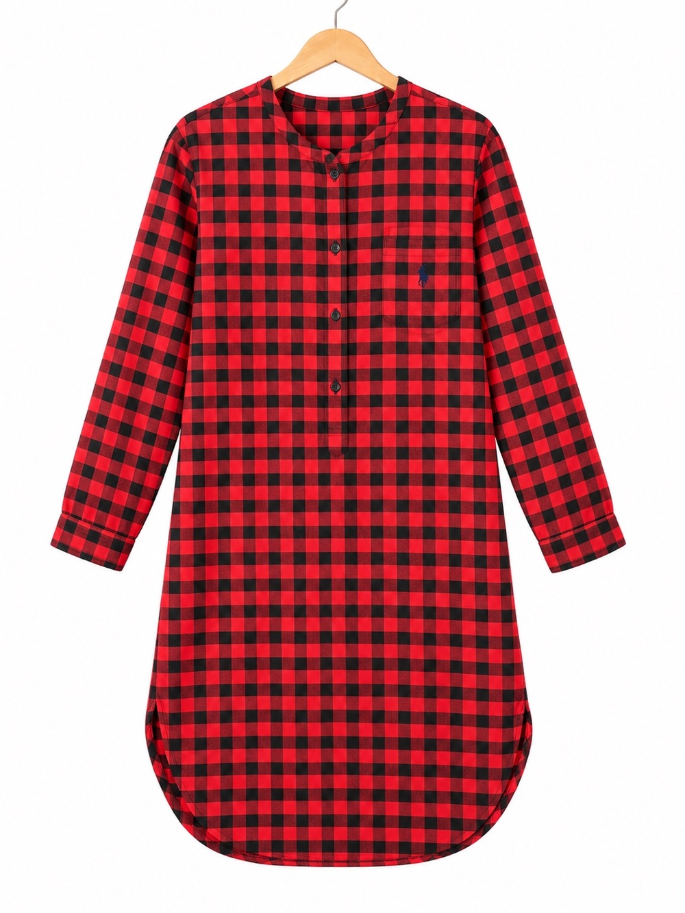 Polo Ralph Lauren Flannel Buffalo Plaid Nightgown Sleep Shirt Red Black Size XL